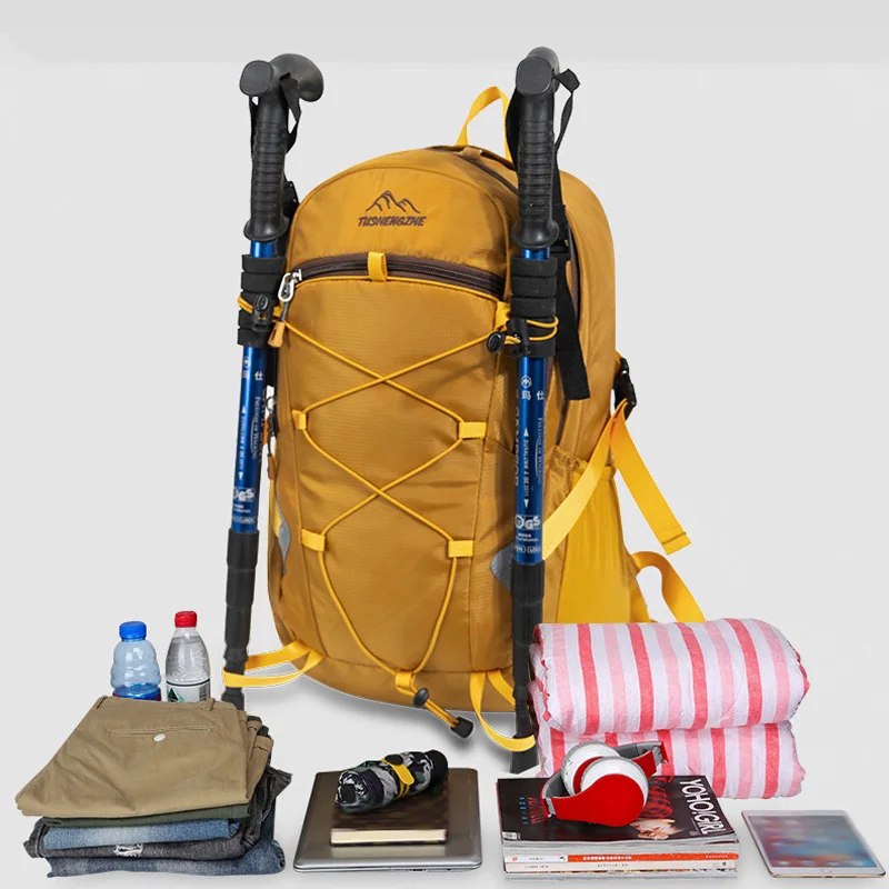 Mochila de viaje para senderismo al aire libre para hombres y mujeres, deporte, escalada, ciclismo, senderismo, mochila con cordón, bolsa reflectante para entrenamiento y correr - imagen 3