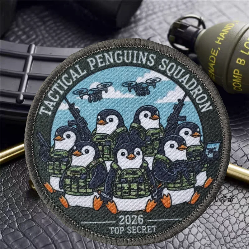 Parche táctico Escuadrón Pingüino con gancho y bucle para chaleco - imagen 4