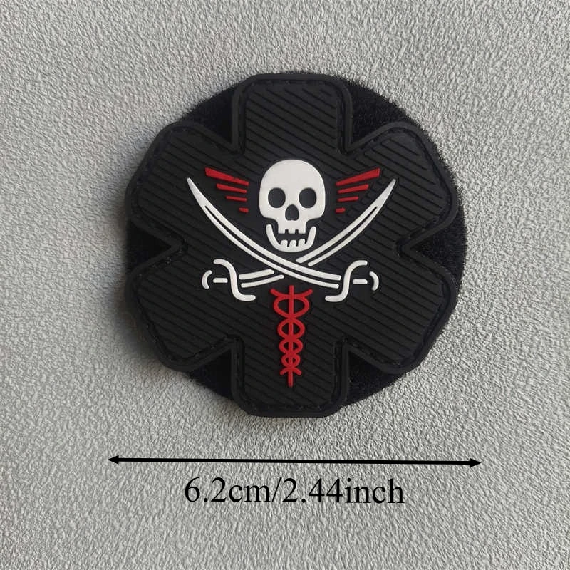 Parche de PVC de calavera de doble hoja, parches militares de gancho y bucle para ropa, sombreros, insignia de moral táctica, pegatinas decorativas para mochila - imagen 3