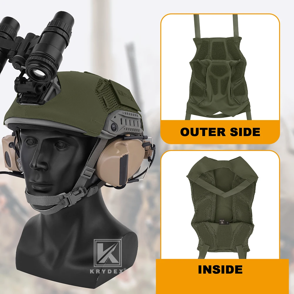KRYDEX Funda táctica para casco rápido, casco marítimo, accesorios para casco de Paintball Airsoft talla M L - imagen 3