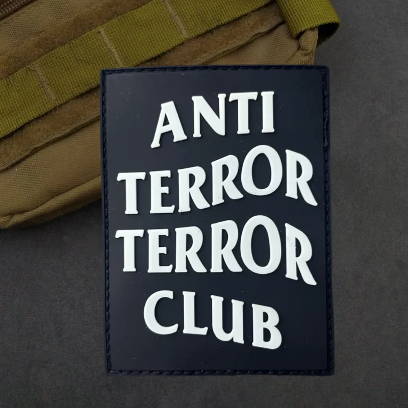 Parche de PVC ANTI TERROR CLUB, divertido chaleco táctico con gancho y bucle, insignia de moral, mochila, sombreros, pegatinas decorativas, parches para ropa - imagen 5