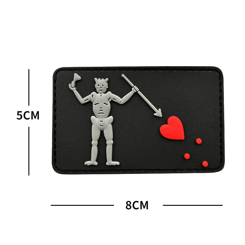 Parches de corazón rojo pirata Trident, gancho luminoso, insignias de PVC, parche táctico reflectante para bolsa de ropa, accesorios de bricolaje - imagen 3