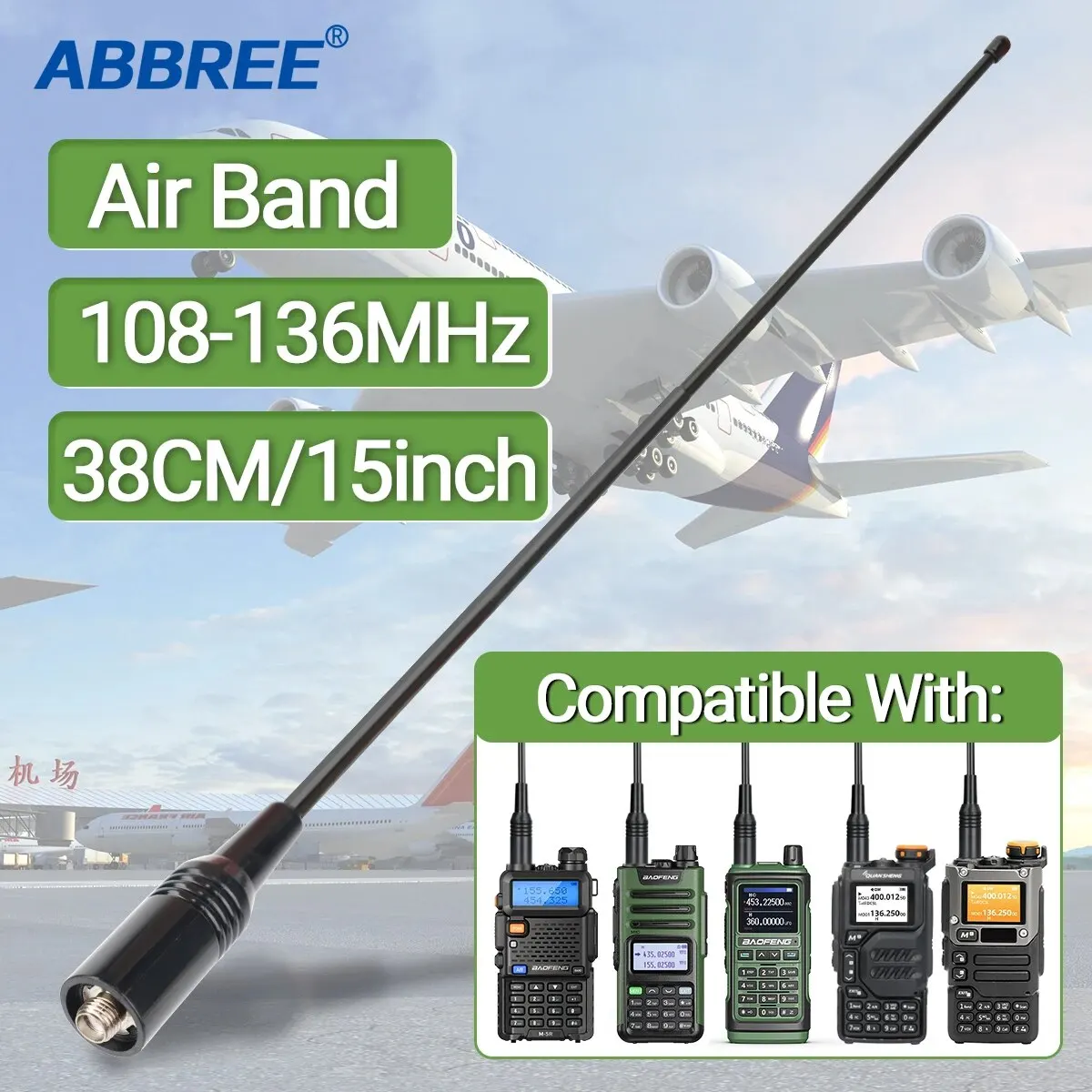 Antena AM-771 banda completa 108-136Mhz para Quansheng UVK5 UVK6 UV5R Plus Baofeng M5R UV17M UV13M Rt-830 Walkie Talkies