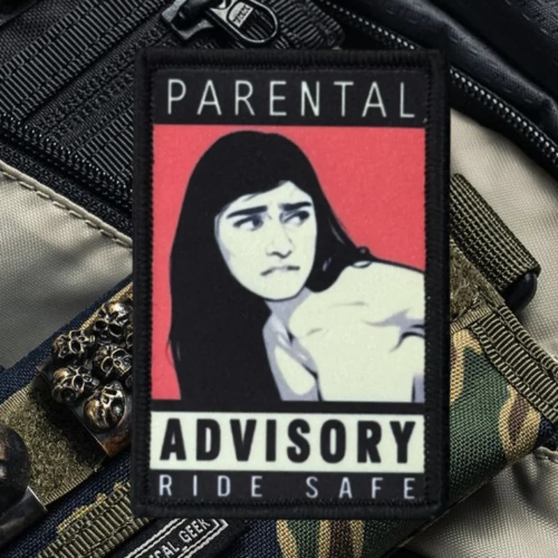 Parche con estampado seguro para paseo de asesoramiento Parental, insignia de moral con gancho y bucle táctico, pegatina decorativa para mochila, parches para brazalete para ropa - imagen 5