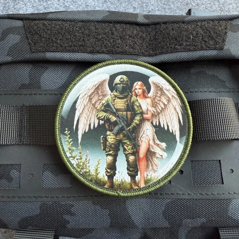 Parche táctico de soldado y Angel Guardian, insignia de moral con gancho y bucle, símbolo de esperanza y protección, brazalete militar - imagen 2