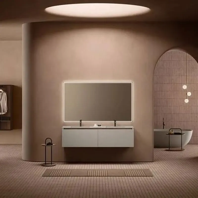 Mueble de baño con lavabo integrado, lavabo de madera maciza moderno y sencillo, combinación de mueble lavabo - imagen 4