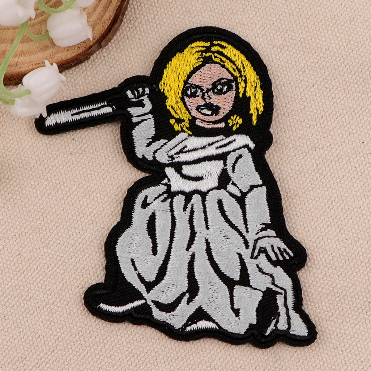 Parche bordado de película de terror para novia de Halloween, parches termoadhesivos para ropa, insignias para coser DIY - imagen 2