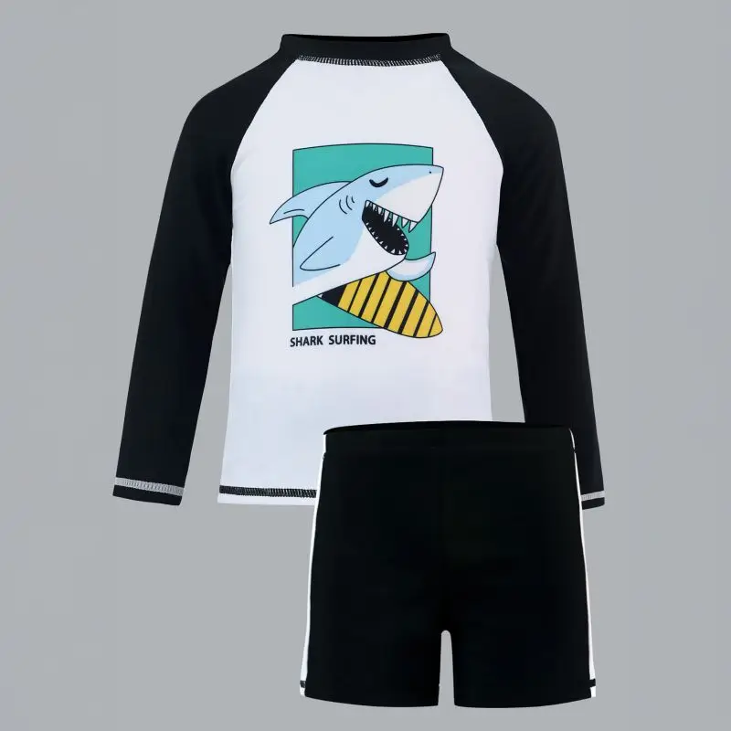 Traje de baño para niños, pantalones cortos de manga larga con dibujos animados para niño 2025, traje de baño para niños, ropa de playa de dos piezas para verano, traje de baño para nadar - imagen 5