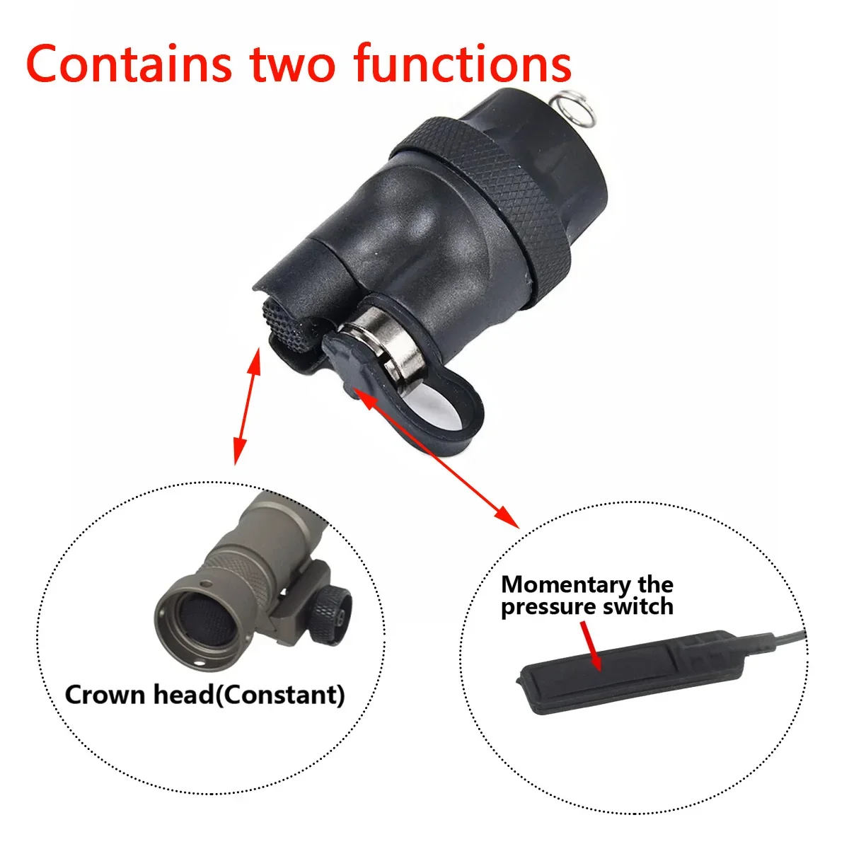 Cubierta de interruptor de presión de doble función, actualización táctica para Surefire M300 M600, linterna Airsoft, tapa trasera, luz para armas de caza - imagen 2