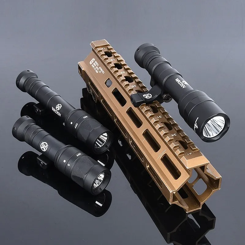 WADSN M640 M340 serie linterna táctica Airsoft arma Scout luz alta lúmenes con Base giratoria ajuste 20MM m-lok Keymod Rail - imagen 4