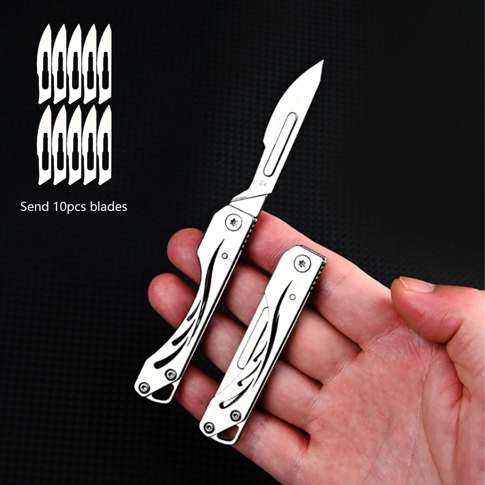 Mini cuchillo cortador papel orquídeas Chinoiserie llavero portátil - imagen 4