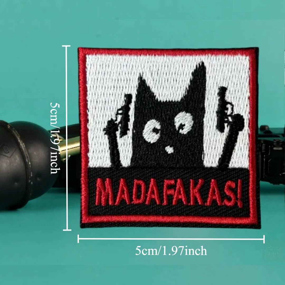 Parche táctico de moral de gato, brazalete militar del ejército, parches bordados de gancho y bucle para ropa, pegatina para mochila - imagen 3