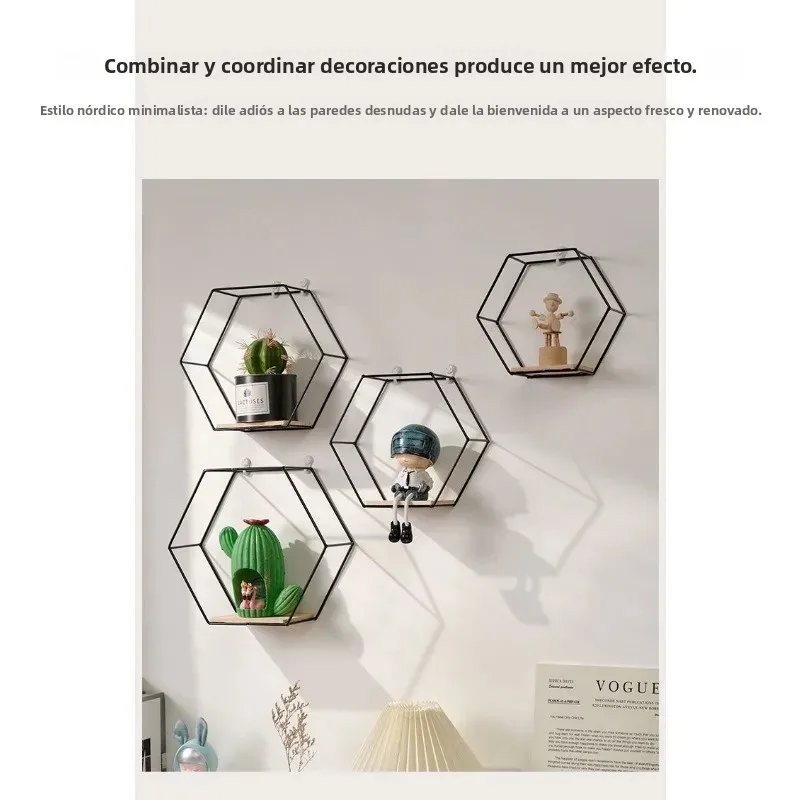 Estante colgante de pared estilo nórdico en hierro forjado