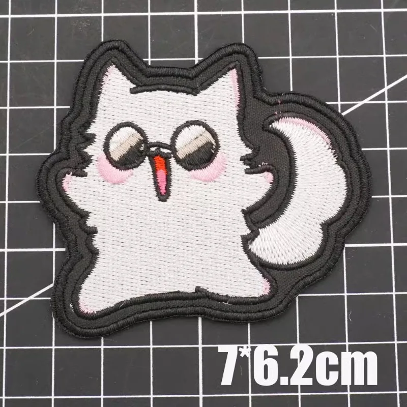 Parche bordado de gato de dibujos animados, insignia de Moral de Jujutsu Kaisen, mochila, sombrero, pegatinas de gancho y bucle, parches para ropa - imagen 3
