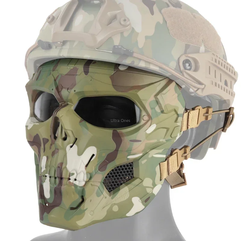 Máscara táctica de calavera Airsoft con lente para caza al aire libre, combate de Paintball, máscaras protectoras de cara completa para juego CS - imagen 3