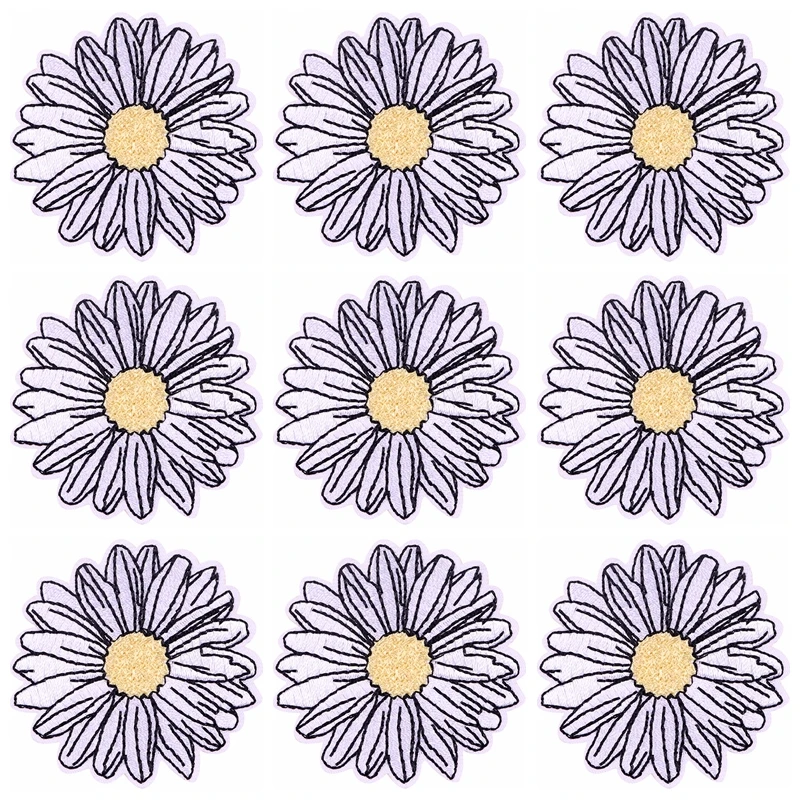 Pegatinas de flores para ropa, parche termoadhesivo para planchar, parches bordados para ropa, decoración de rayas, 10 unidades por lote - imagen 3
