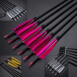 Flechas carbono 32 pulgadas 400 spine plumas pavo punta reemplazable