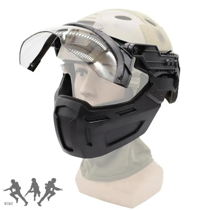 Paintball Airsoft media máscara protección casco riel y visera Flip Up gafas para casco táctico rápido