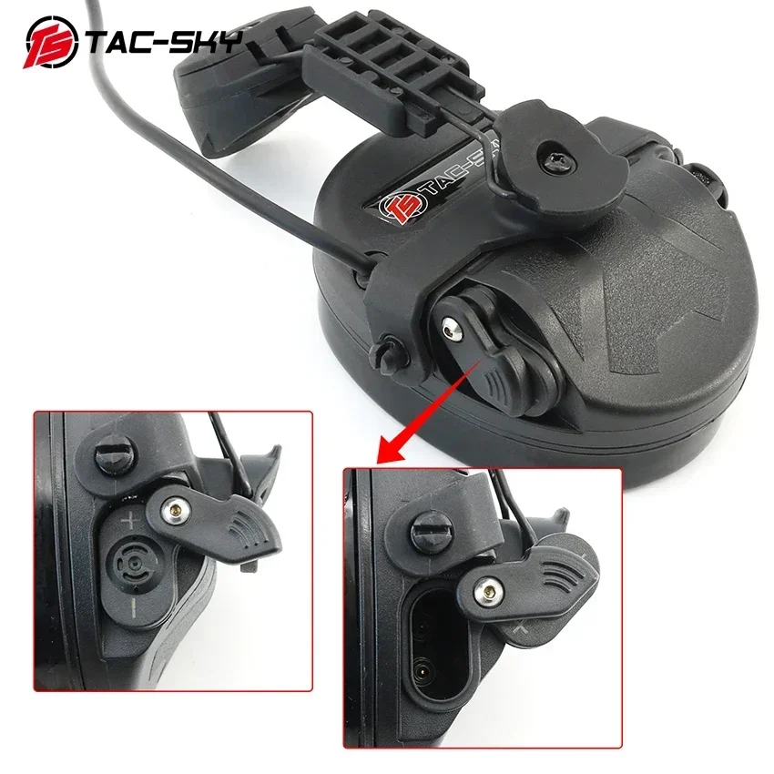 TS TAC-SKY ARC Soporte para casco de doble riel, orejeras de silicona con protección auditiva, auriculares tácticos de caza + PTT RAC de 2 pines - imagen 4