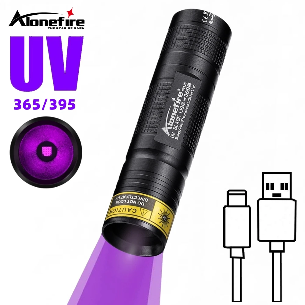 Linterna UV 365nm recargable USB para detección de tiña en mascotas