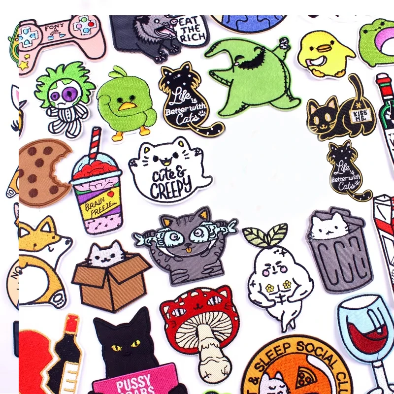Parches bordados de dibujos animados de gato, dinosaurio, Corgi, pegatinas para ropa, insignias de animales, parches para planchar, ropa para niños DIY - imagen 3