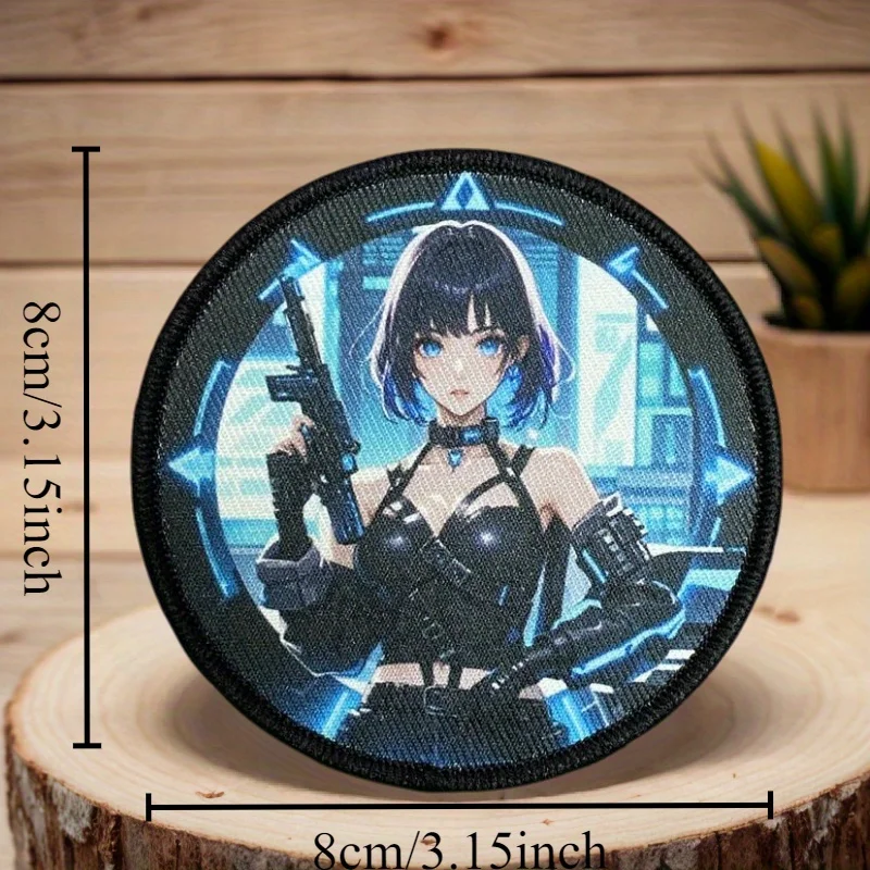 Anime Girl Printing Patch Beauty Morale Badge  Hook&Loop Tactical Military Backpack Armband Hats Stickers Patches for Clothing - imagen 3