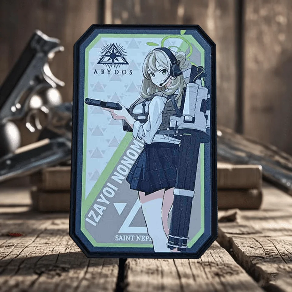 Parche táctico de archivo azul, insignia de moral de chica de arma militar, brazalete Yae Palace, parches de gancho y bucle impresos, pegatina para mochila de ropa