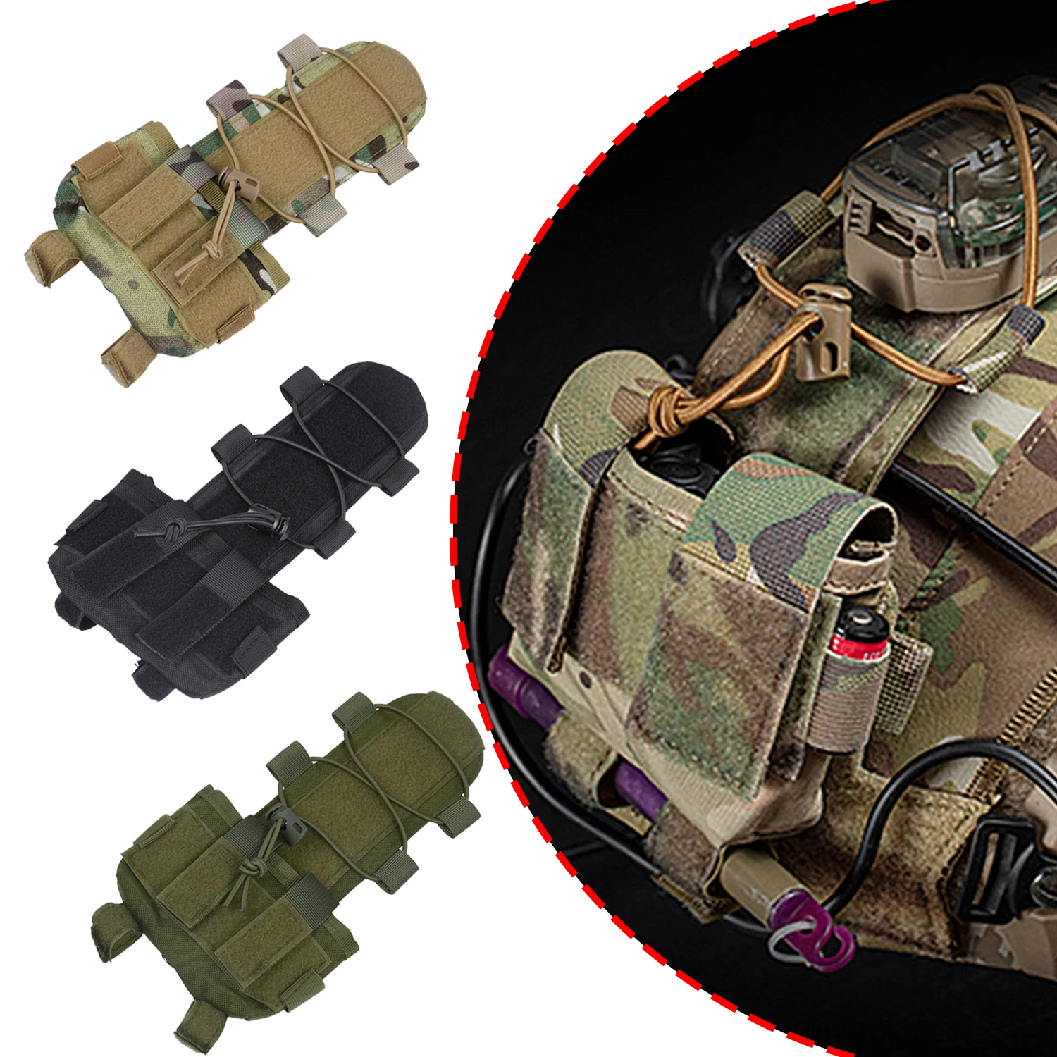 Bolsa táctica para casco, caja de batería, bolsa de contrapeso, batería remota, bolsa de almacenamiento de accesorios para casco con gancho para casco rápido