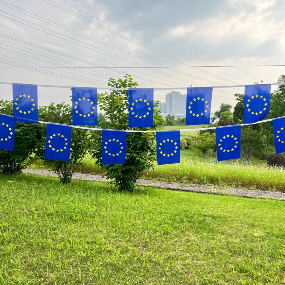 14x21 cm 20 unids/set banderines de la Unión Europea banderín banderas de cuerda de la UE banderines de pancartas Festival fiesta vacaciones - imagen 3