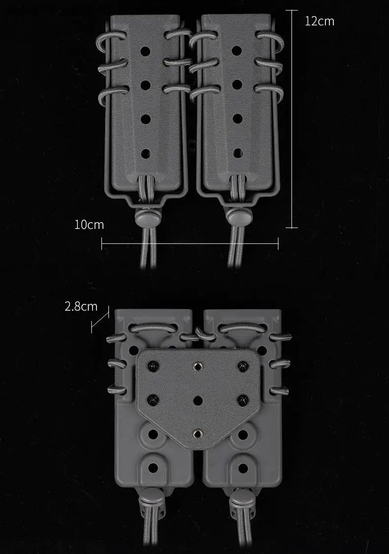 Un par de soportes de metal con tornillos y una medida de 10 cm
