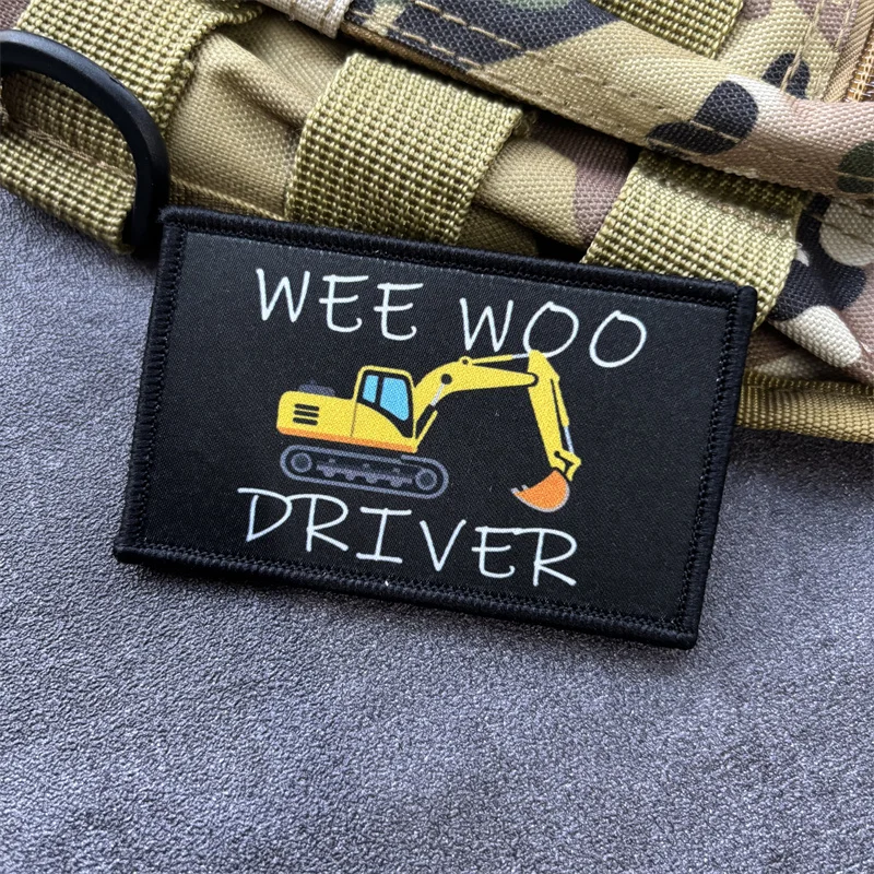 Parche táctico impreso "WEE WOO DRIVER" para ropa, insignia de moral, parche militar con gancho, pegatinas para mochila - imagen 4
