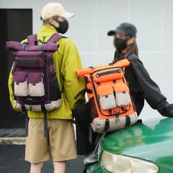 Mochila grande para acampar al aire libre y montañismo para hombre, mochila deportiva para senderismo, ciclismo, gimnasio, bolsa de equipaje de viaje enrollable con múltiples bolsillos