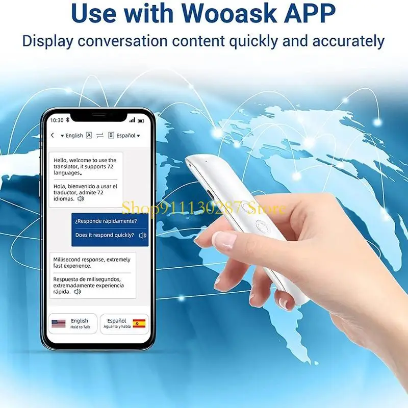 J1HC Intérprete portátil Traducción para aprender Viajes Negocios Compras Recarga - imagen 5