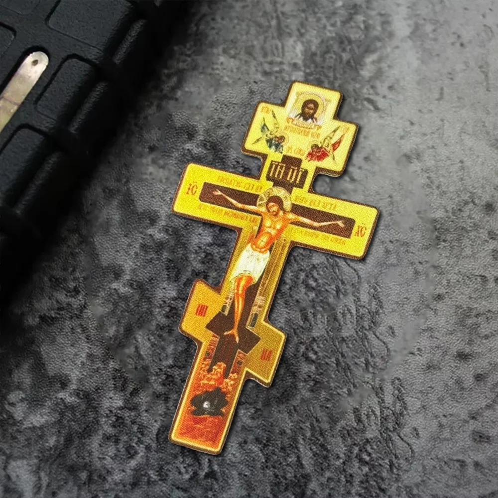 Parche táctico de moral "la crucifixión de Cristo", parches de gancho impresos del ejército militar para ropa, pegatinas para mochila