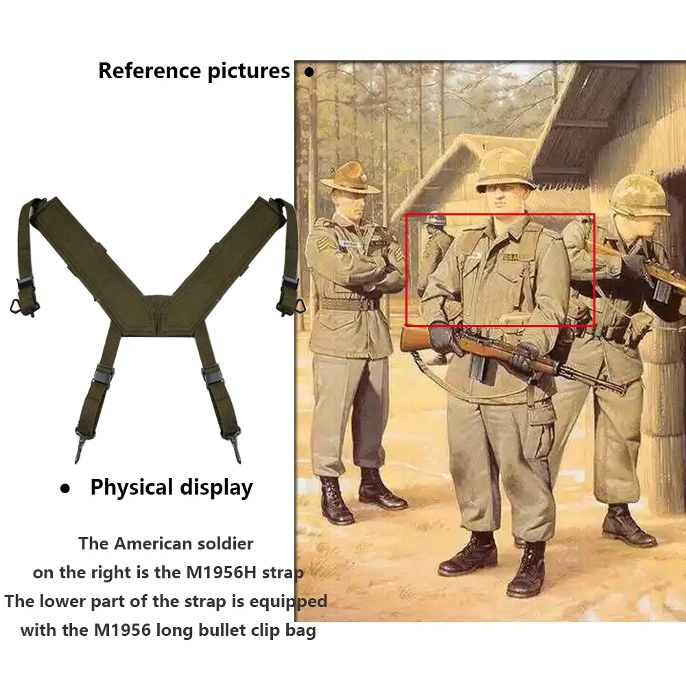 Eslinga M1956 de la guerra de Vietnam, soldado americano Retro H, equipo de la Segunda Guerra Mundial, paquete combinado, correa táctica M1956 - imagen 4