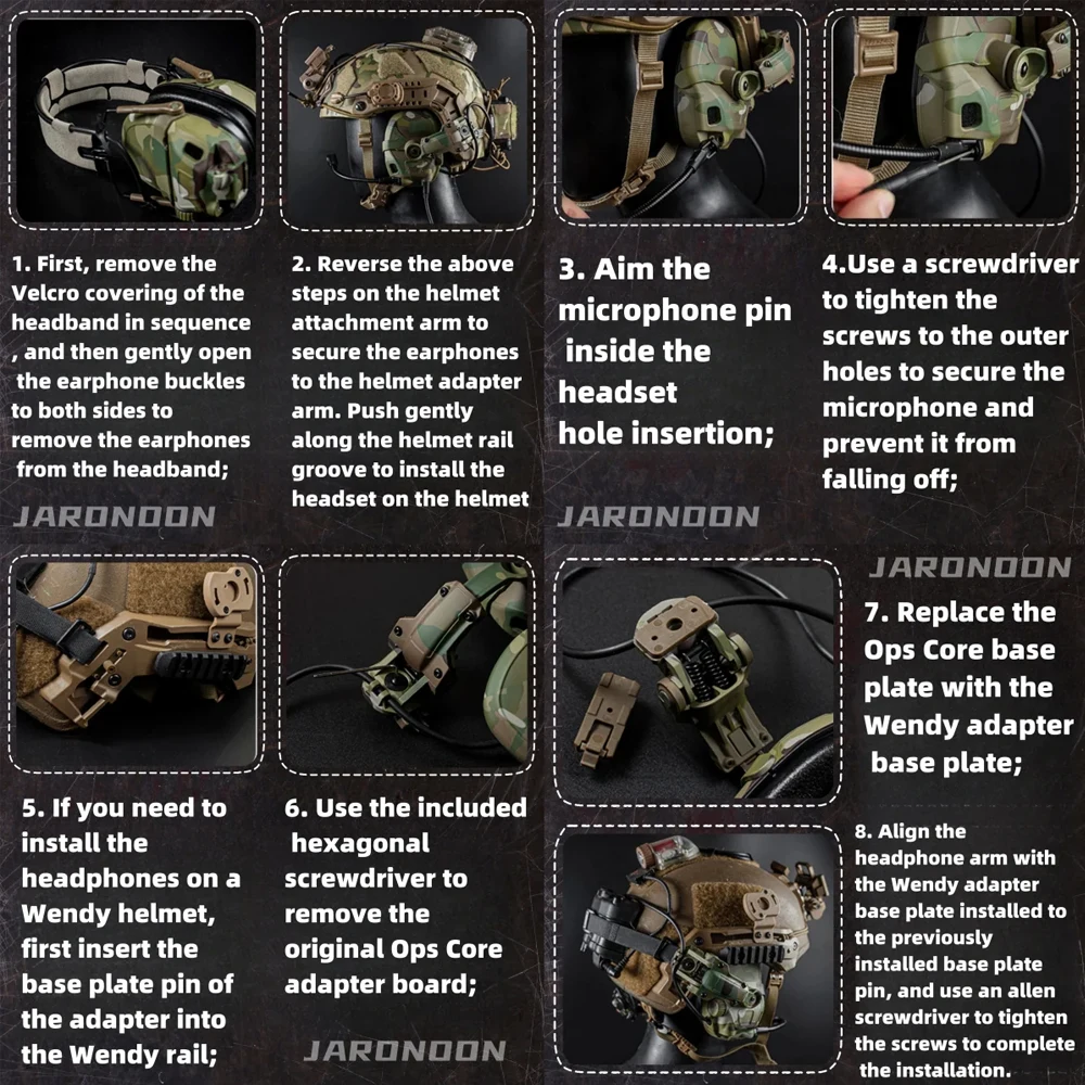 Conjunto de casco táctico, casco antidisturbios, auriculares con reducción de ruido, media protección facial, máscara protectora, gafas antiniebla, luz de señal para casco - imagen 4