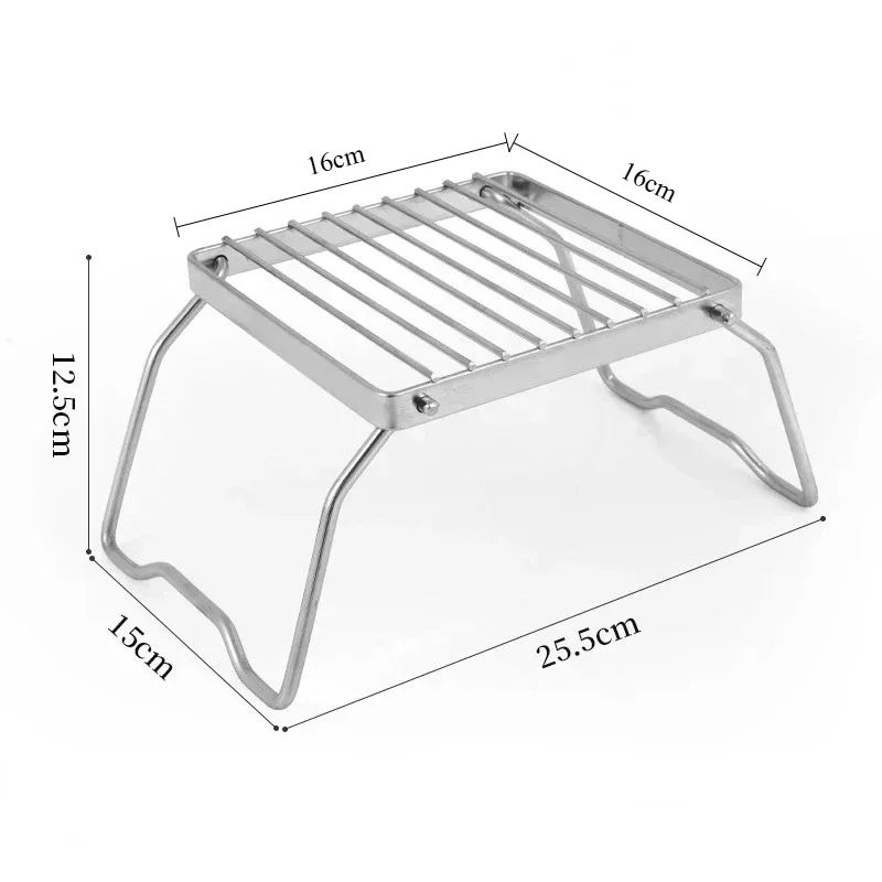 Soporte de estufa de acero inoxidable para exteriores, Mini estante plegable portátil para barbacoa, soporte para olla, bandeja para hornear - imagen 3