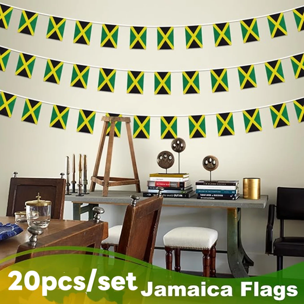 Bandera de Jamaica de tamaño 14x21cm con 20 banderas decorativas jamaicanas de poliéster de alta calidad para interiores y exteriores - imagen 5
