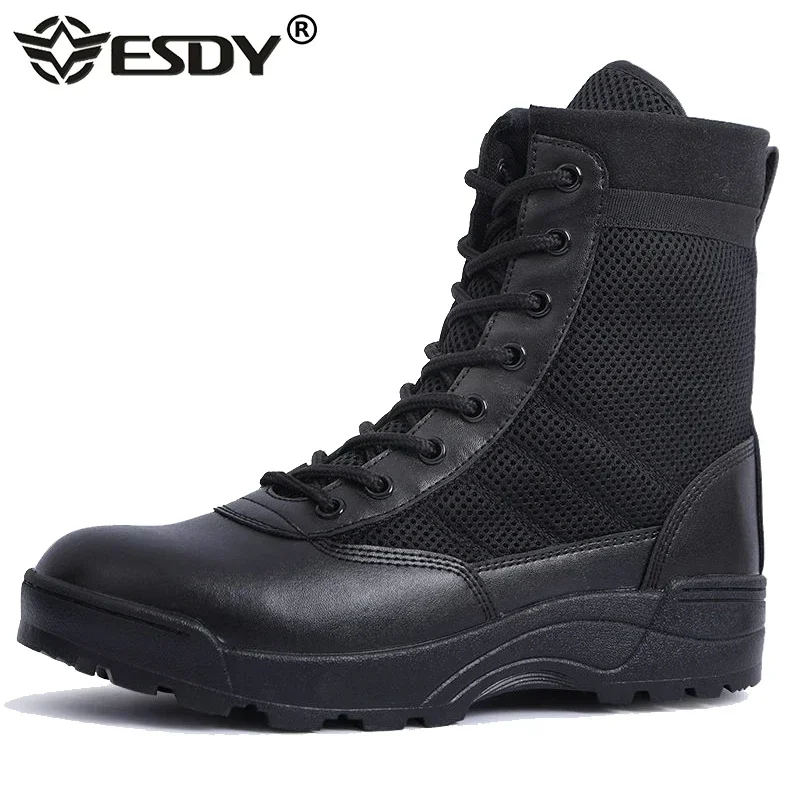 Botas de combate para hombre, botines tácticos de talla grande 36-46, zapatos masculinos, zapatos de seguridad para el trabajo, botas de moto para hombre - imagen 2