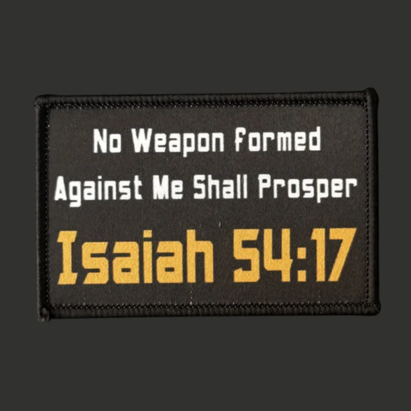 Parche "Isaiah 54:17", insignia de moral táctica, mochila con gancho y bucle estampado, accesorios de decoración de ropa, brazalete adhesivo - imagen 2