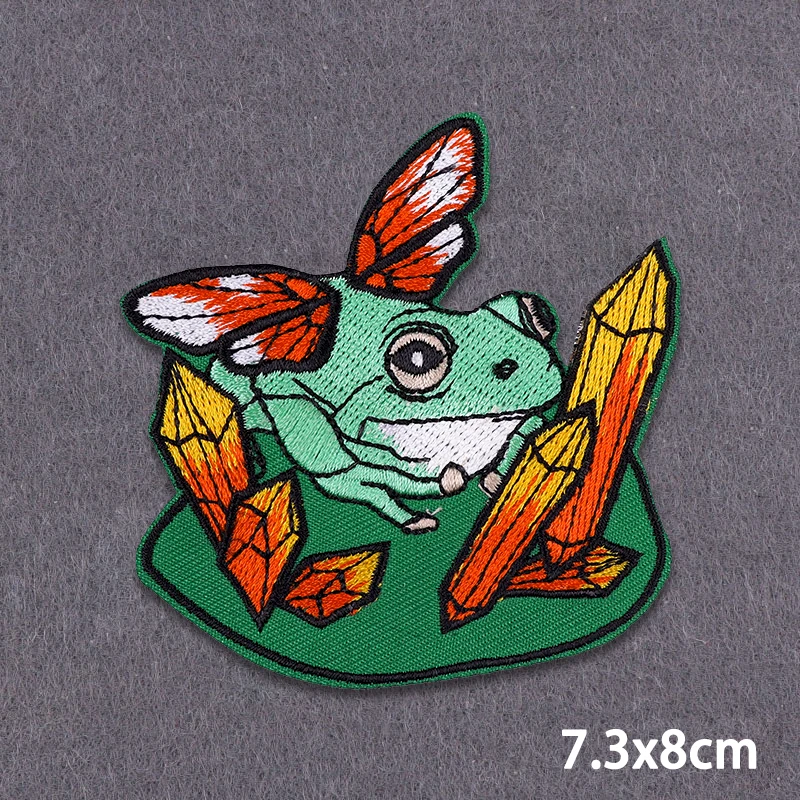 Parche Fusible de nutria, Animal extraño, parches bordados para ropa, Cuervo, parche para planchar, Rana/gato, decoración de costura, insignias adhesivas - imagen 4