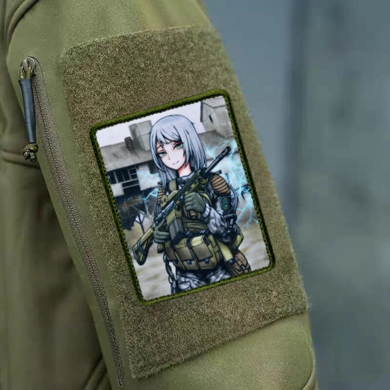 Parche de insignia de moral de soldado de belleza, pegatinas de accesorios de mochila de gancho y bucle, estampado de ejército militar táctico "terrifying" - imagen 4