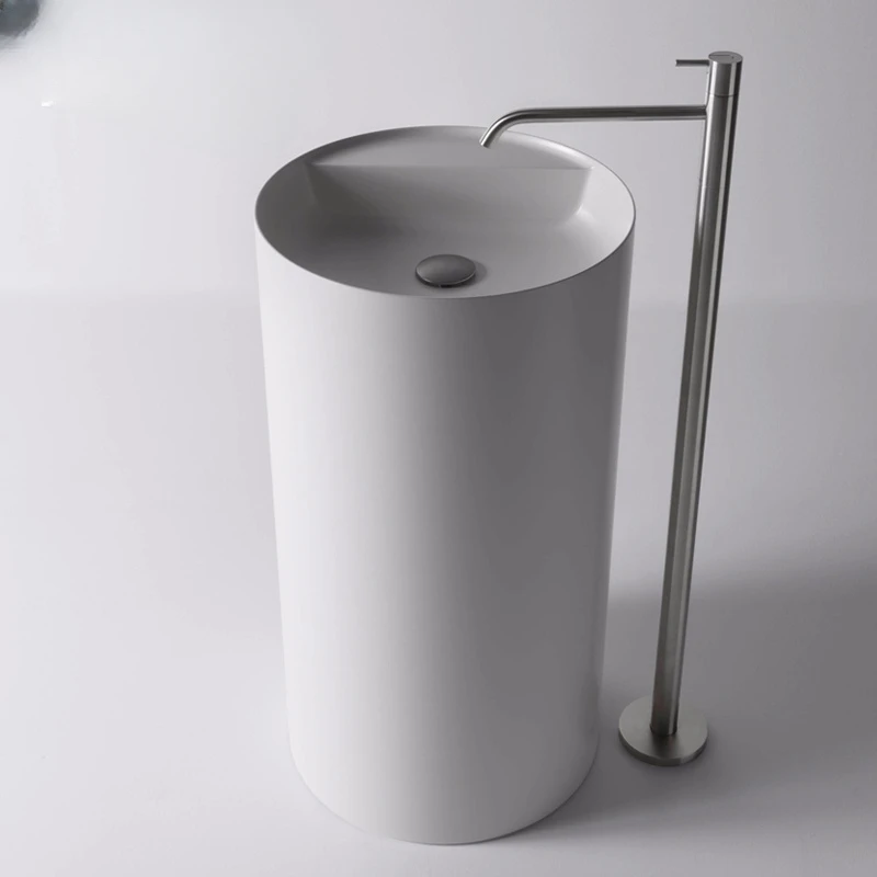 Lavabo Circular de pie con columna integrada, lavabo para exteriores, balcón, patio, lavabo para el hogar al aire libre - imagen 3