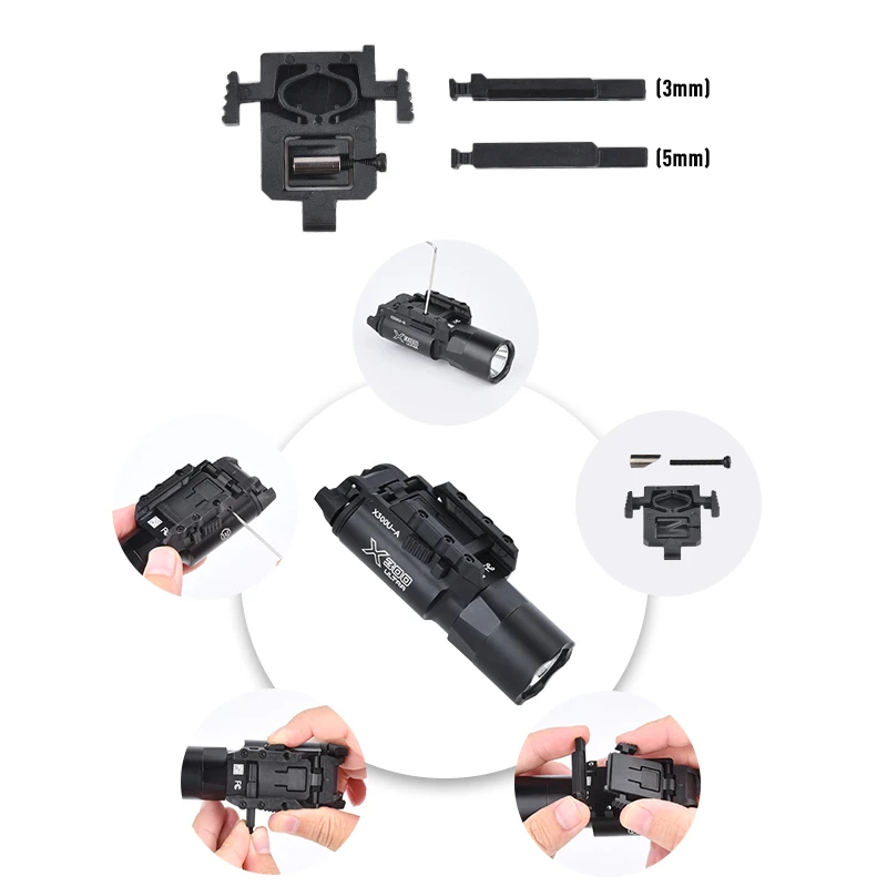 WADSN linterna táctica Surefir serie X300 XH35 X300UH-B X300 X300U X300V lámpara de pistola compatible con riel de 20MM PEQ NGAL DBAL MAWL OGL - imagen 4