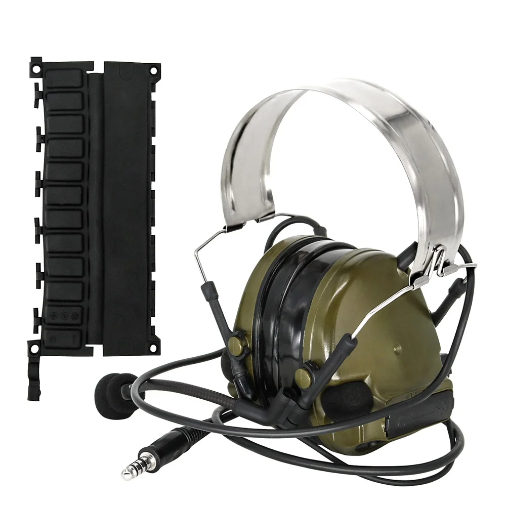 Auriculares tácticos con cancelación de ruido C3 con audiencia amplificada: auriculares Comms de silicona mejorados en verde táctico para comunicación - imagen 4