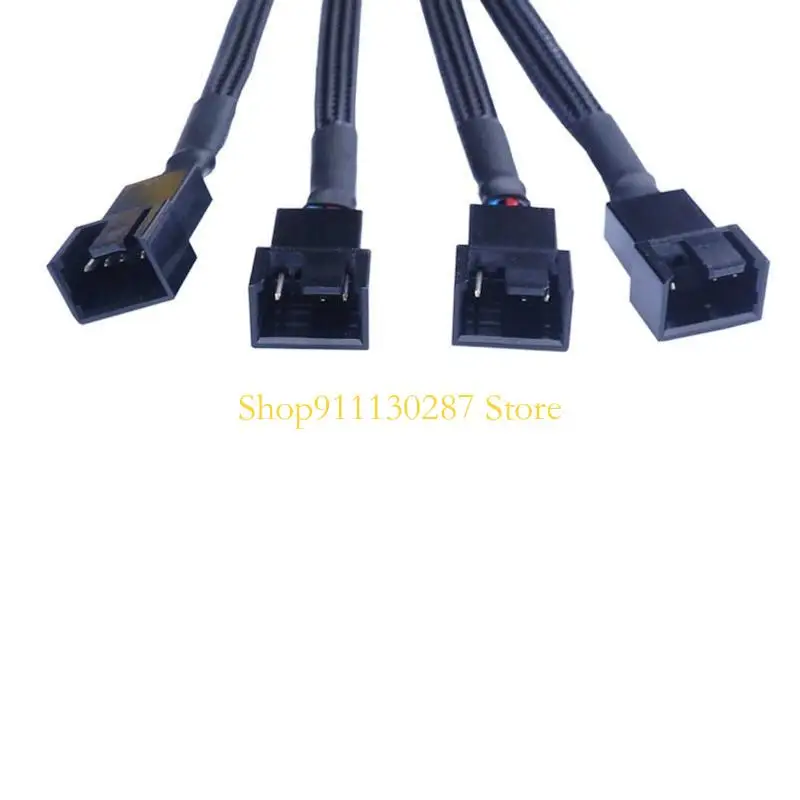 J1HC 27cm divisor ventilador PWM 4 vías manga negra 4 pines 4 pines 4 pines Cable extensión del ventilador - imagen 5