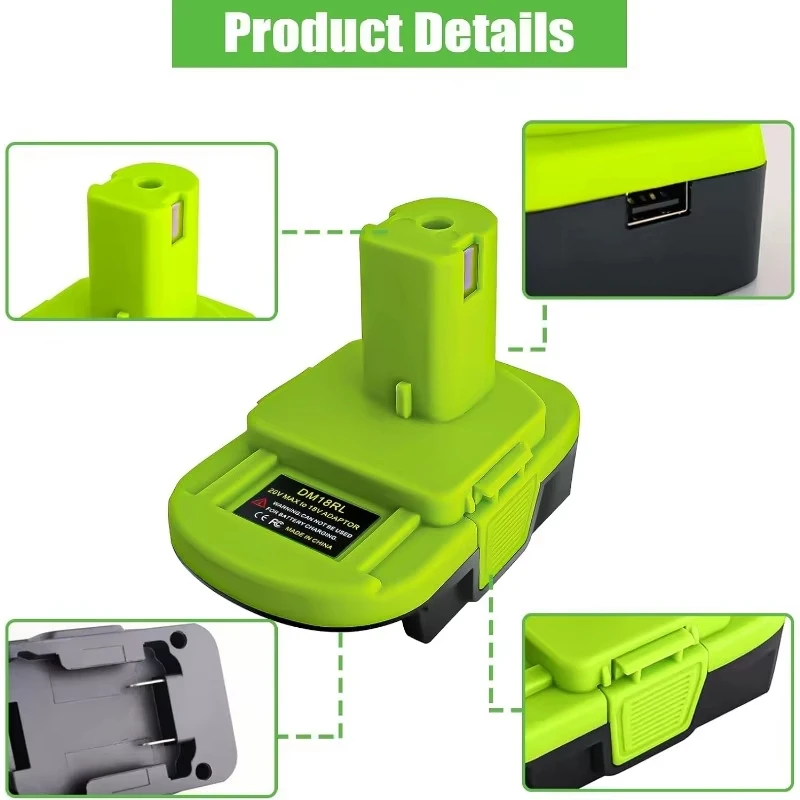 Adaptador de batería convertidor para Dewalt 20v Max para Milwaukee 18V batería de litio convertir a herramientas eléctricas Ryobi taladro DM18RL - imagen 5