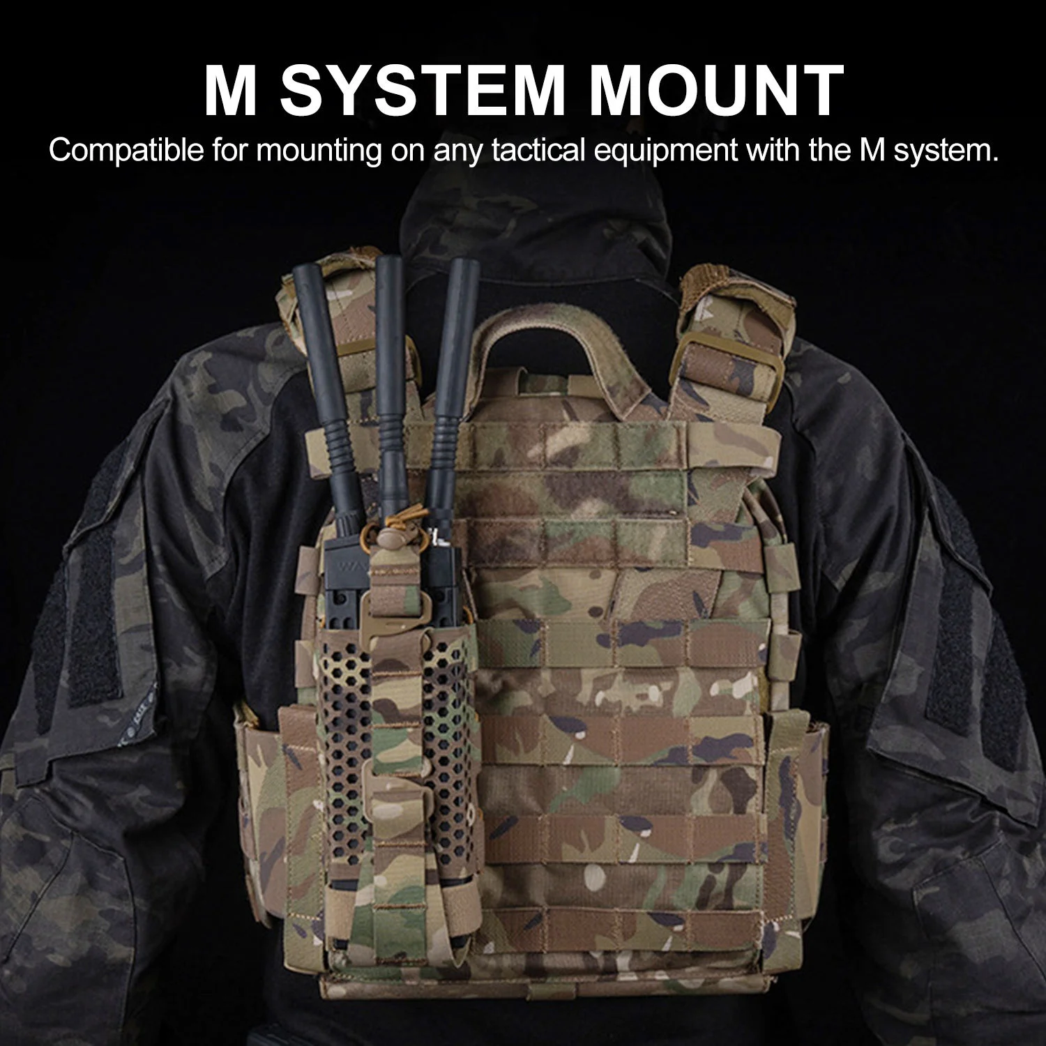 Chaleco Universal de malla con cinturón, bolsa de Radio MOLLE ajustable para acampar al aire libre y senderismo, bolsa táctica con soporte para Walkie Talkie - imagen 4