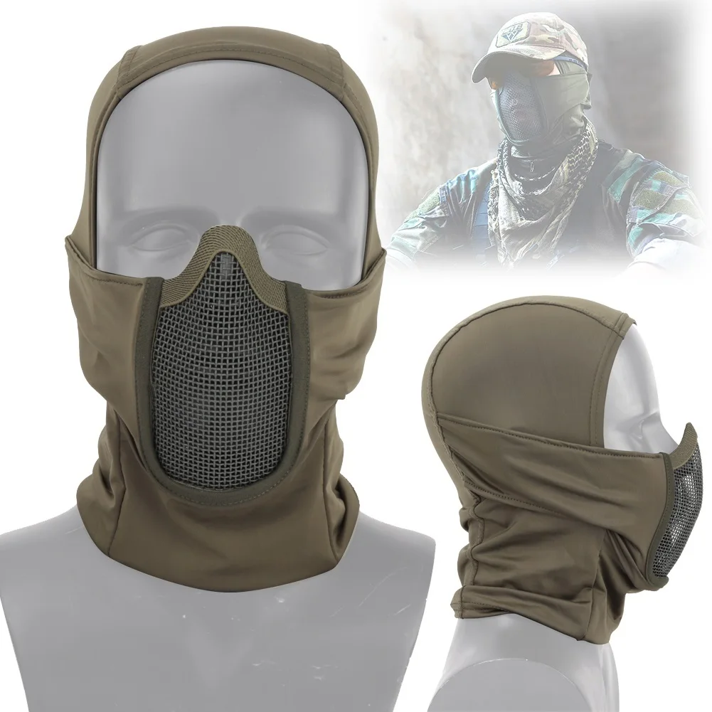 Máscara de malla de acero para caza, casco con capucha táctica, protector transpirable, Paintabll Gel Blaster, accesorios de protección facial Airsoft