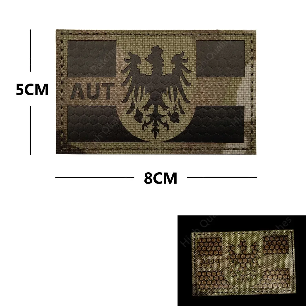Parches de bandera de Austria, insignias, moral táctica militar, apliques bordados con gancho de respaldo y anillo, parche mágico para costura DIY - imagen 2